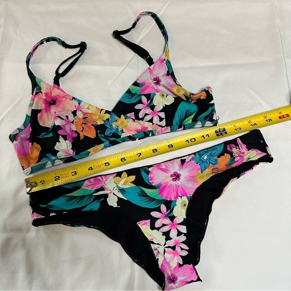 Floral Black Bikini Top and Bottom Size S - Picture 9 of 10